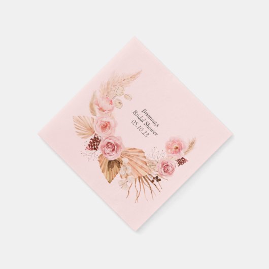 Boho FLoral Pampas Grass Brautparty Serviette (Ecke)