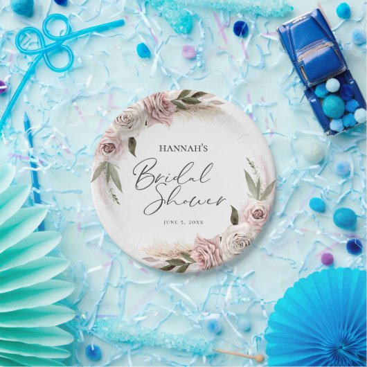 Boho Floral Pampas Grass Brautparty Willkommen Pappteller (Party)