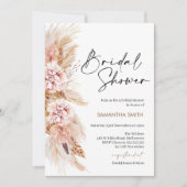 Boho Floral Pampas Grass Bridal Dusche Einladung (Vorderseite)