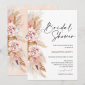 Boho Floral Pampas Grass Bridal Dusche Einladung (Vorne/Hinten)