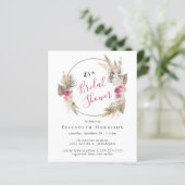 Boho Floral Pampas Grass Bridal Dusche Einladung (Stehend Vorderseite)