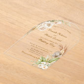 Boho Floral Pampas Grass Earth Tones Wedding Acryleinladungen (Ablage )