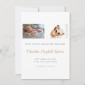 Boho Floral Pampas Grass Foto Geburtserklärung Dankeskarte (Rückseite)