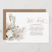 Boho Floral Pampas Grass Greenerenerity Engagement Einladung (Vorne/Hinten)