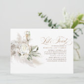 Boho Floral Pampas Grass Greenerenerity Engagement Einladung (Stehend Vorderseite)