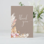 Boho Floral Pampas Grass | Hochzeit Dankeskarte (Stehend Vorderseite)