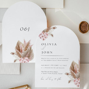 Boho Floral Pampas Grass Hochzeit Einladungen
