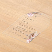 Boho Floral Pampas Grass Hochzeit Einladungen (Ablage )