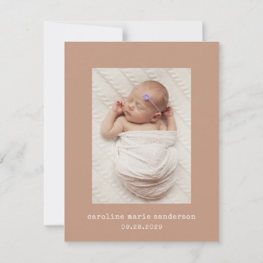 Boho Floral Pampas Grass New Baby Foto Dankeskarte (Rückseite)