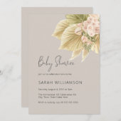 Boho Floral Pampas Grass Palm Natural Baby Dusche Einladung (Vorne/Hinten)