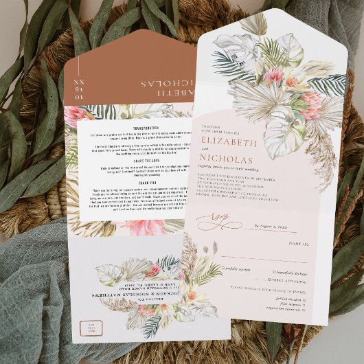 Boho Floral Pampas Grass Terra Cotta Wüste | All In One Einladung