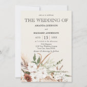Boho Floral Pampas Grass Terracotta Foto Wedding Einladung (Vorderseite)