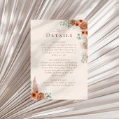 Boho Floral Pampas Grass Wedding Details Card Einladung