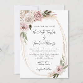 Boho Floral Pampas Grass Wedding Einladung