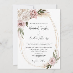 Boho Floral Pampas Grass Wedding Einladung