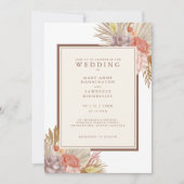 Boho Floral Pampas Grass Wedding Einladung (Vorderseite)
