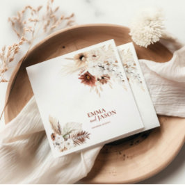 Boho Floral Pampas Grass Wedding Napkins Serviette