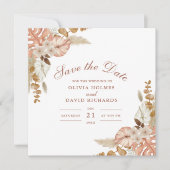 Boho Floral Pampas Grass Wedding retten das Datum Save The Date (Vorderseite)