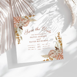 Boho Floral Pampas Grass Wedding retten das Datum Save The Date