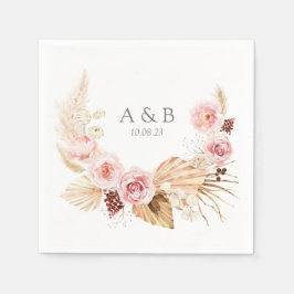 Boho FLoral Pampas Grass Wedding Serviette