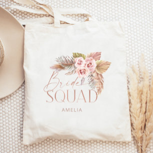 Boho Floral Pampas Rose Gold Braut Gruppe Tragetasche