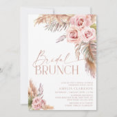 Boho Floral Pampas Rose Gold Bridal Brunch Einladu Einladung (Vorderseite)