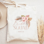 Boho Floral Pampas Rose Gold Bride Squad Tragetasche