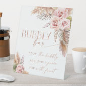 Boho Floral Pampas Rose Gold Bubbly Bar Sockelschild (In Situ)