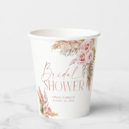 Boho Floral Pampas Rose Gold Pappbecher