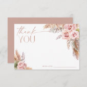 Boho Floral Pampas Rose Gold Vielen Dank Einladung (Vorne/Hinten)