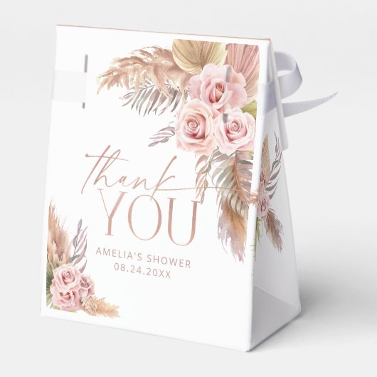 Boho Floral Pampas Rose Gold Vielen Dank für Ihre Geschenkschachtel (Rückseite)