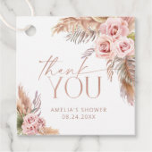 Boho Floral Pampas Rose Gold Vielen Dank Geschenkanhänger (Vorderseite)