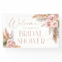 Boho Floral Pampas Rose Gold Willkommen