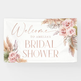 Boho Floral Pampas Rose Gold Willkommen Banner
