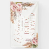 Boho Floral Pampas Rose Gold Willkommen Banner (Vertikal)