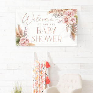Boho Floral Pampas Rose Gold Willkommensbanner Banner