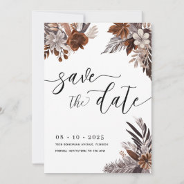 Boho Floral Pampas Save the Date Einladung