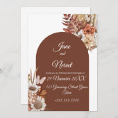 Boho Floral Pampas Wedding Invitation (Vorne/Hinten)