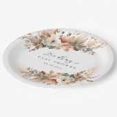 Boho-Floral-Pampasgras-Baby-Shower Pappteller (Schrägansicht)
