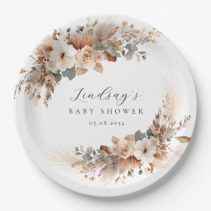 Boho-Floral-Pampasgras-Baby-Shower  Pappteller