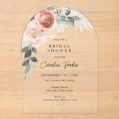 Boho, Floral, Pampasgras, Brautparty Arch Acryleinladungen (Vorderseite)