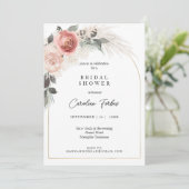 Boho, Floral, Pampasgras, Brautparty Arch Einladung (Stehend Vorderseite)