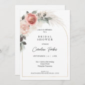 Boho, Floral, Pampasgras, Brautparty Arch Einladung (Vorne/Hinten)