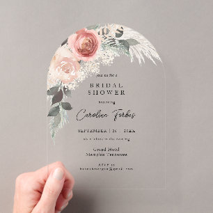 Boho, Floral, Pampasgras, Brautparty unter dem Tor Acryleinladungen