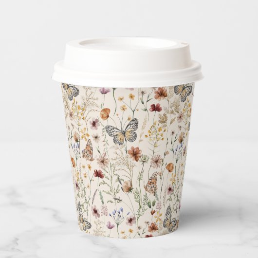 Boho Floral Paper Cup Pappbecher (Vorderseite)
