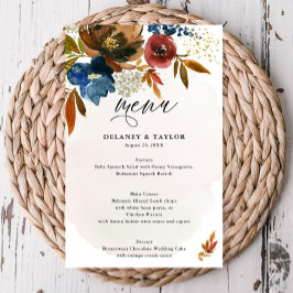 Boho Floral Paper Menu (Menü "Navy" und "Rust Wate Flyer
