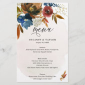 Boho Floral Paper Menu (Menü "Navy" und "Rust Wate Flyer (Vorne)
