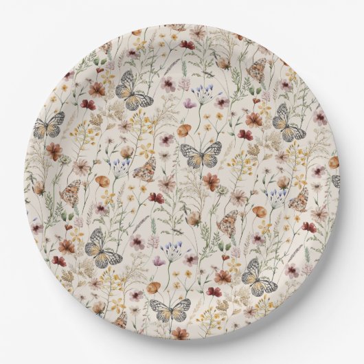 Boho Floral Paper Plate Pappteller (Vorderseite)