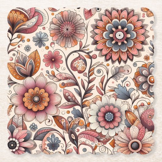 Boho Floral Papieruntersetzer – Mehr Formen Untersetzer (Vorderseite)