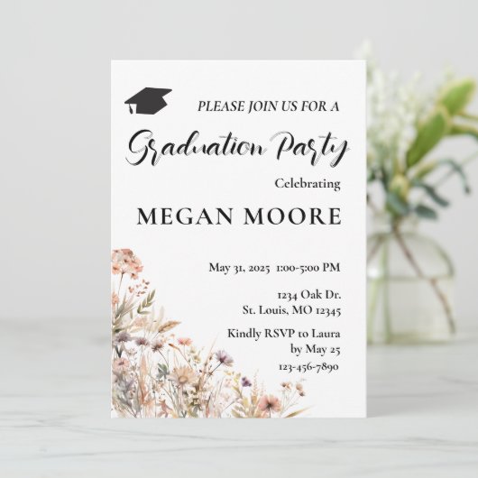 Boho Floral Party Einladung (Stehend Vorderseite)